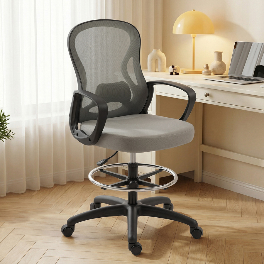 Vinsetto ergonomischer Bürostuhl von Aosom in Grau mit Fußstütze, Armlehnen und Lendenstütze, höhenverstellbar und 360 Grad drehbar - Bild 2
