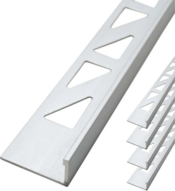 Dalsys Fliesenschiene Winkelprofil aus Aluminium in Chrom, Breite: 5 mm, Höhe: 10 mm, Länge: 2,5 m - Bild 1