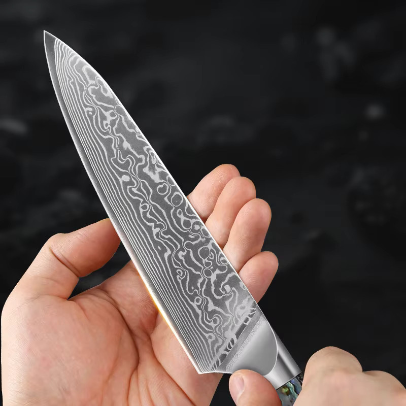 Baovim Allzweckmesser aus Damaszener Stahl mit Abalone-Muschelgriff, 5 Zoll (12,7 cm) - Bild 3