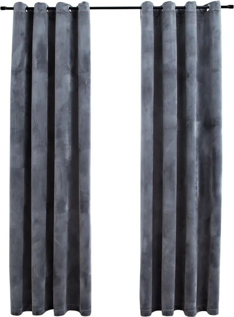 vidaXL Verdunkelungsvorhänge aus Samt mit Ösen, 2 Stück, Anthrazit, Breite: 140 cm, Höhe: 175 cm - Bild 1