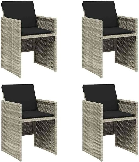 Furnicato Gartenstuhl aus PE-Rattan und Stahl in Hellgrau mit anthrazitfarbenen Kissen B/T/H: 50,5 x 54 x 79 cm - Bild 1