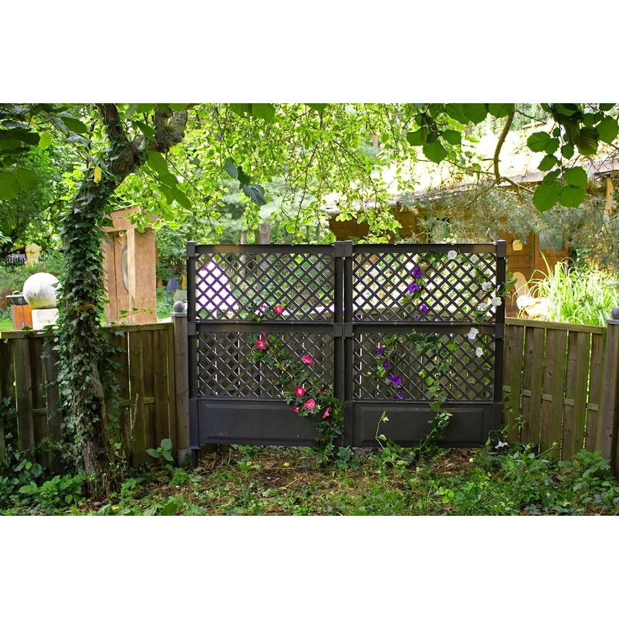 KHW Spalier mit Erdspieß aus Kunststoff, 2er Set, Anthrazit, B: 140 cm, H: 200 cm, T: 6 cm - Bild 2