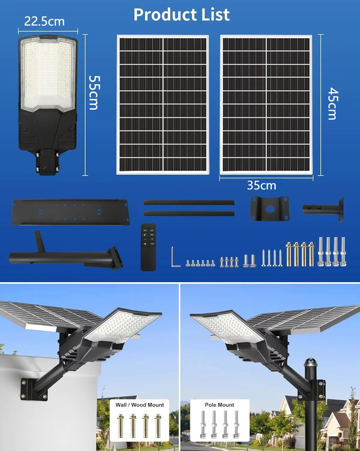 YQCHEZI Solar-Straßenleuchte für den Außenbereich mit 40000 mAh als leistungsstarkes Solar-Sicherheitsflutlicht zur Parkplatzbeleuchtung - Bild 4