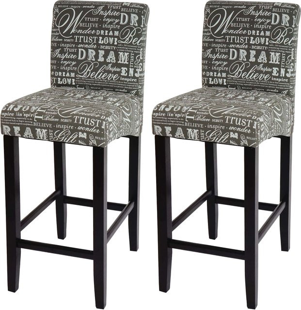 2er-Set MCW Barhocker C33 in Grau mit Textilbezug und Retro-Look - Bild 1