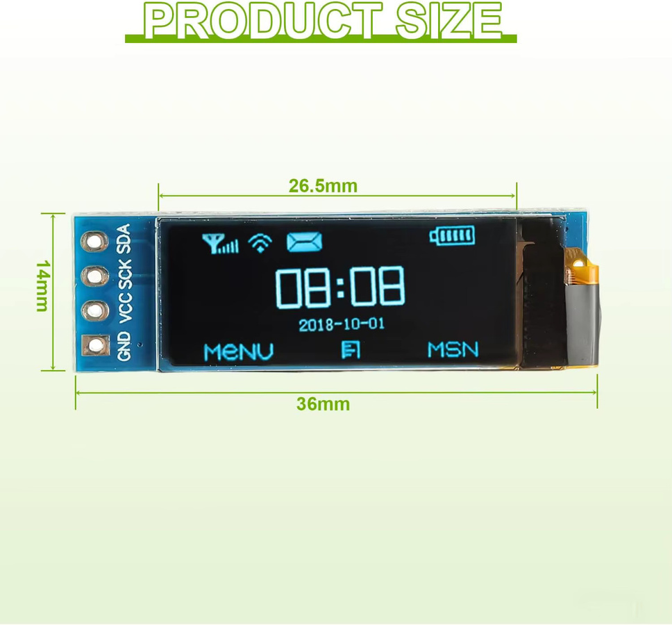 AOKIN 5er-Pack OLED IIC Display-Modul 0,91 Zoll 128x32 Pixel Mini Selbstleuchtendes Display-Board in Weiß für Arduino und Raspberry Pi - Bild 3