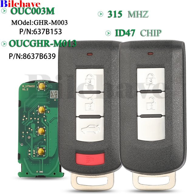 Jingyuqin Smart Auto Schlüssel für Mitsubishi Mirage Eclipse Kreuz 2013-2024, ID47 Chip 315MHz, Farbe: Schwarz - Bild 1