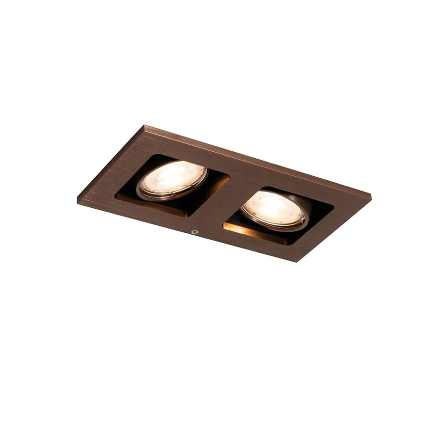 QAZQA Einbaustrahler Qure Rechteckig Dunkelbronze 2-flammig dimmbar und verstellbar aus Aluminium mit GU10 Fassung - Bild 2