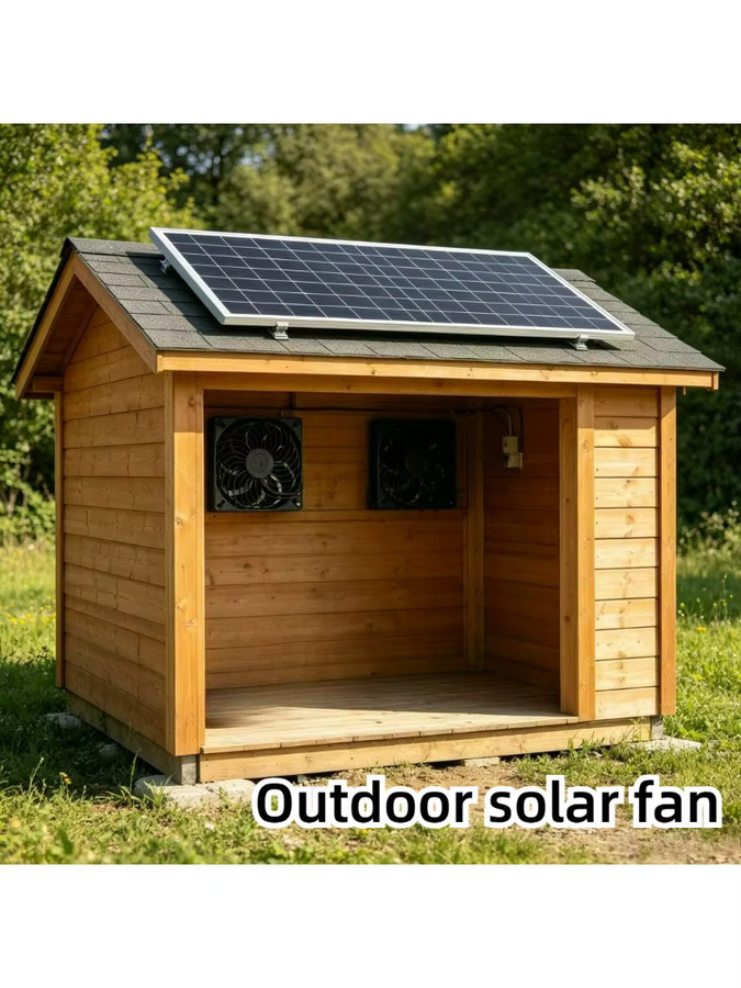 EESBAO Mini Solar-Kühlventilator 10W mit Abluftsystem in Schwarz für Hunde- und Katzenhäuser, Geflügelställe und Gewächshäuser zur Außenluftzirkulation - Bild 5