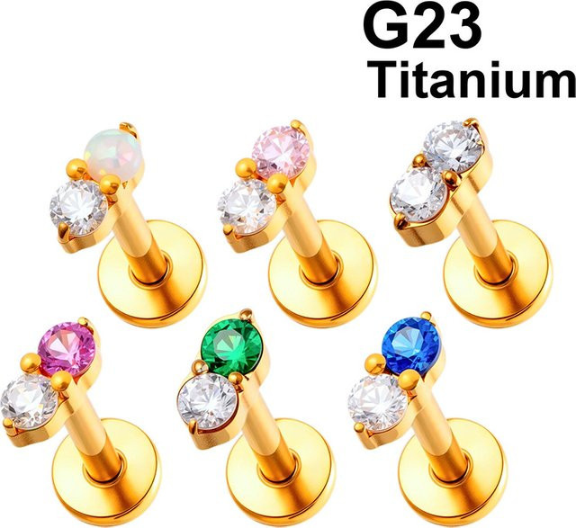 mling Ohrstecker Titan, Bicolor, Gold/Silber beschichtet, Zirkonia - Bild 1