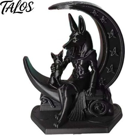 Lachepper Anubis Mond Figur in Schwarz – 3D-gedruckte Ägyptische Mythologie Statue mit feinen Texturen - Bild 1