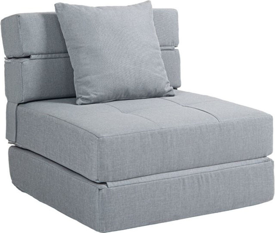HOMCOM Schlafsessel klappbar in Grau – Modernes 2-in-1 Schlafsofa mit Bettfunktion und Kissen als Gästebett für Wohnzimmer und Schlafzimmer - Bild 1