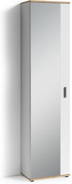 byLIVING Hochschrank JAKOB in Eiche und Weiß mit Spiegeltür und Regalböden, B/H/T: 49 x 196 x 30 cm - Bild 1