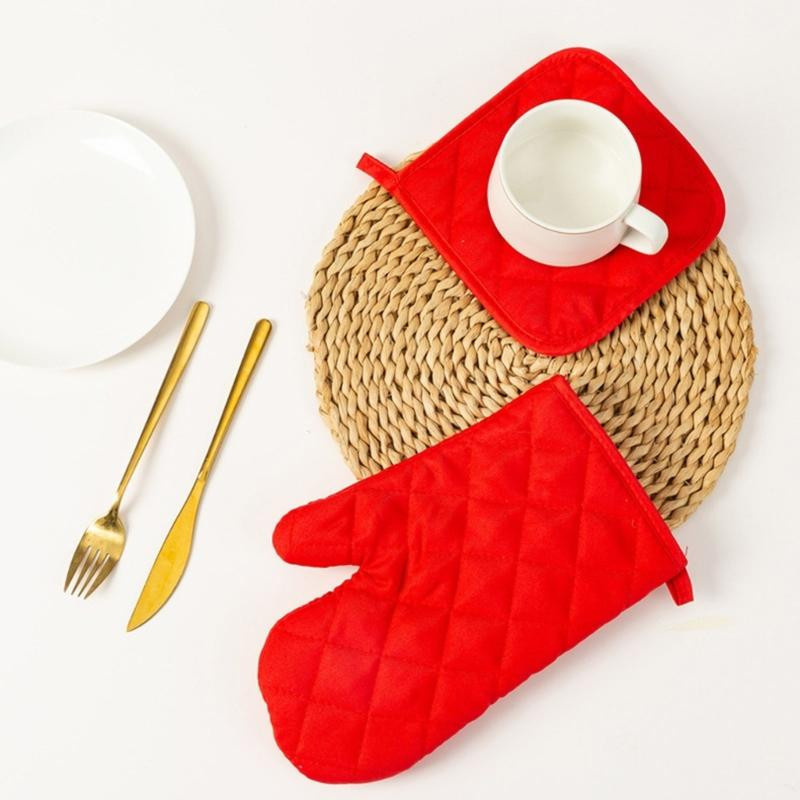 Dongyah Hitzebeständiges Ofenhandschuhe und Heißtellerhalter Set in Weiß, Anti-Rutsch und Waschbar - Bild 2