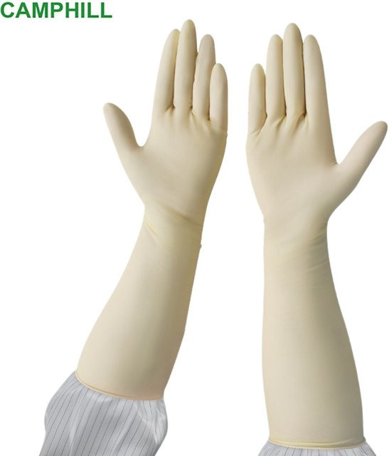 CAMPHILLGUARD Einweg-Latexhandschuhe in Beige, 16 Zoll, Reinraum-Handschuhe für Halbleiterlabore (Stufe AB) - Bild 1
