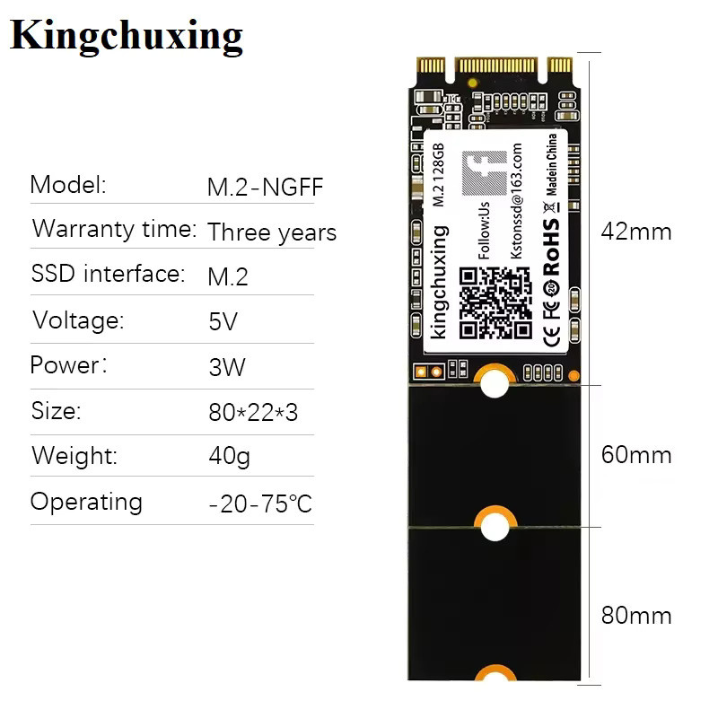 Kingchuxing M.2 NGFF SATA SSD in Schwarz für die Formate 2280, 2260 und 2242 - Bild 4