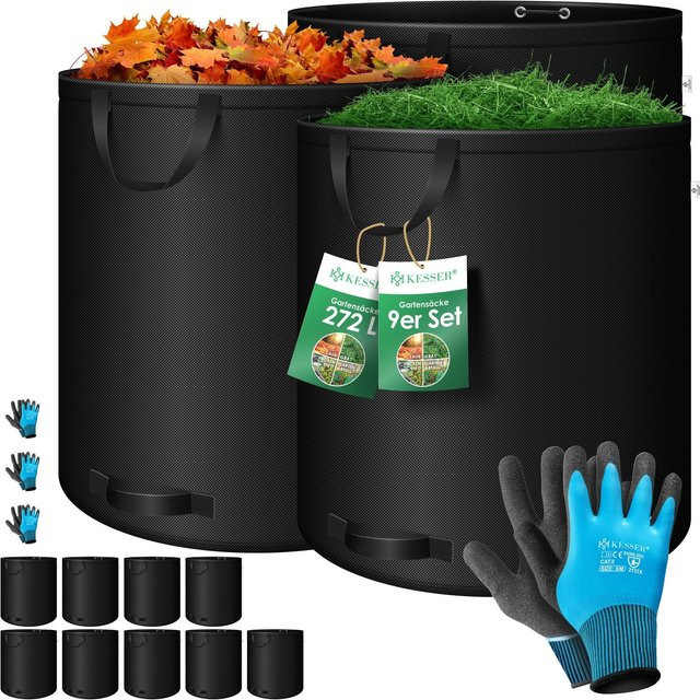 KESSER Gartensack Set mit Handschuhen, selbststehender Laubsack und Gartenabfallsack, stabil und faltbar - Bild 1