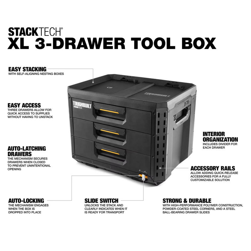 TOUGHBUILT STACKTECH Schublade Schwarz Werkzeugkasten und Organizer für Elektrowerkzeug Zubehör - Bild 2