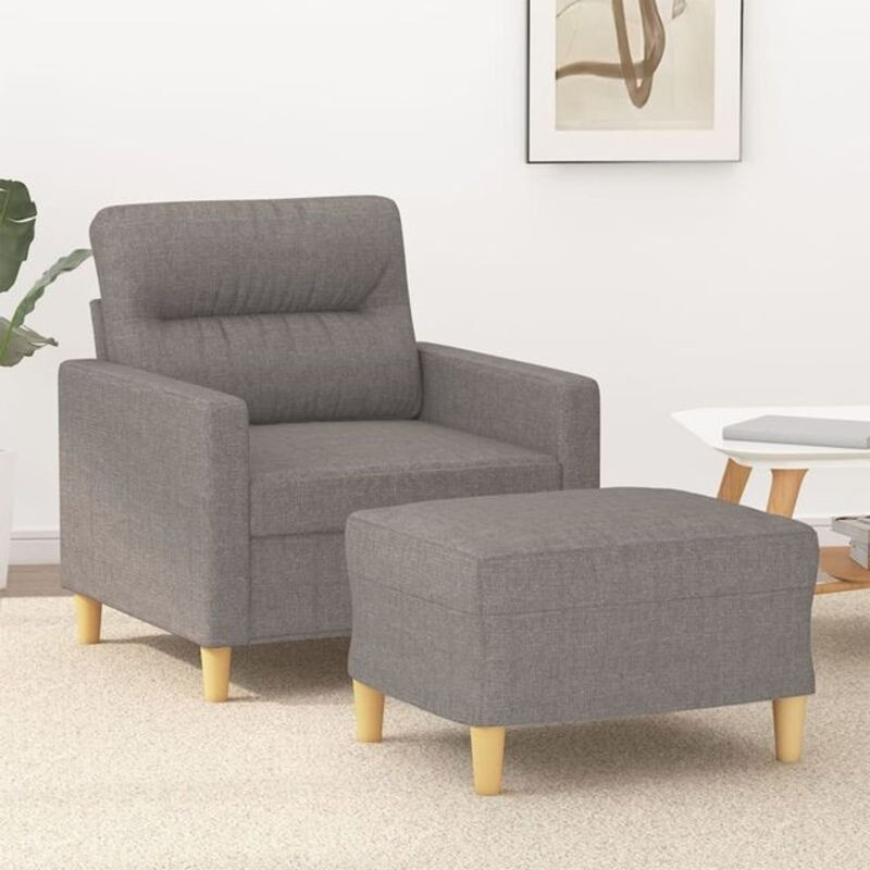 Modernes Sessel-Set mit Hocker von vidaxl in Taupe meliert aus Stoff und Metall - Bild 1