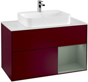 V&B Finion Waschtischunterschrank mit LED-Beleuchtung und Regalelement, Weiß, Breite: 100 cm - Bild 1