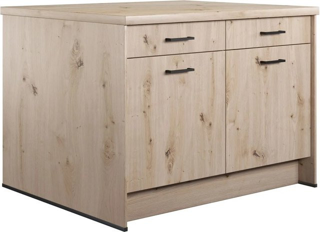 Kücheninsel Impuls Küchen in Eiche Hell Holznachbildung mit modernem Design und Soft-Close-Türen, Breite: 123,4 cm - Bild 1