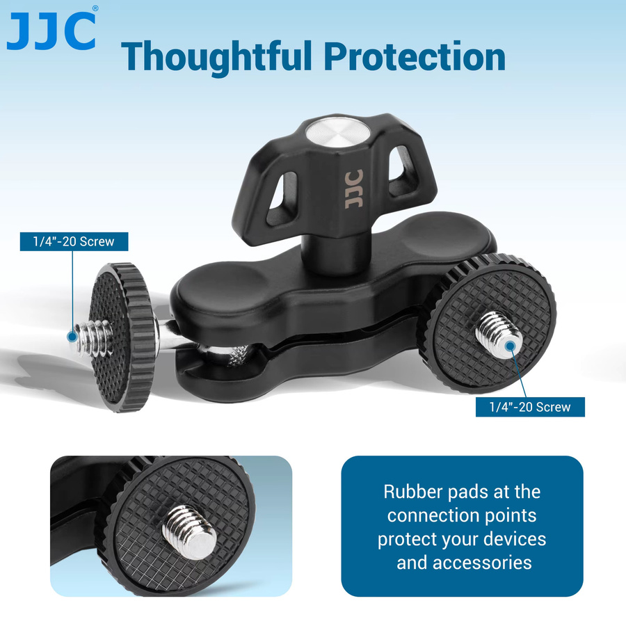 JJC Super-Klemmhalterung Magic Arm Klemme in Schwarz als Lenkerhalterung für Fahrrad und Motorrad mit Adapter für Insta360 X4 und DJI Pocket 4 - Bild 4