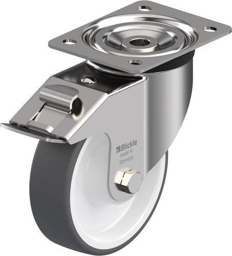 Blickle Lenkrolle LX-POTH 150XR-FI mit Feststeller aus Edelstahl in Silber, Rad-Durchmesser: 150 mm, Tragfähigkeit: 400 kg - Bild 1