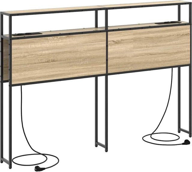 vidaXL Stauraum-Kopfteil mit Regal in Sonoma-Eiche, modern mit USB-Ladeport und integriertem Ablagefach - Bild 1