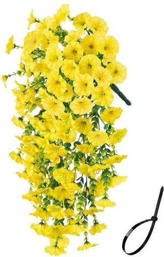 UV-beständige künstliche Prunkwinde als hängende Kunstblume in Gelb und Grün für Garten, Hochzeit und Wanddekoration im Innen- und Außenbereich - Bild 1