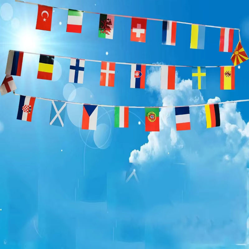 24-teiliges Set Fußball-Wimpelketten mit Nationalflaggen der europäischen Teams, mehrfarbig, Textil-Dekoration für Club und Bar - Bild 5