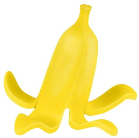 Aunel Bananenschale Handyhalter aus Kunststoff, gelber 3D-gedruckter Handy-Ständer für den Schreibtisch - Bild 1