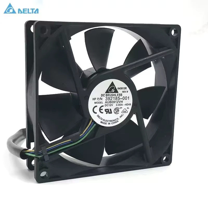 Delta AFB0912VH PWM-Lüfter 12V 0,60A 4-Pin für Computer CPU und Server, Schwarz, B/T/H: 90 x 90 x 25 mm - Bild 2
