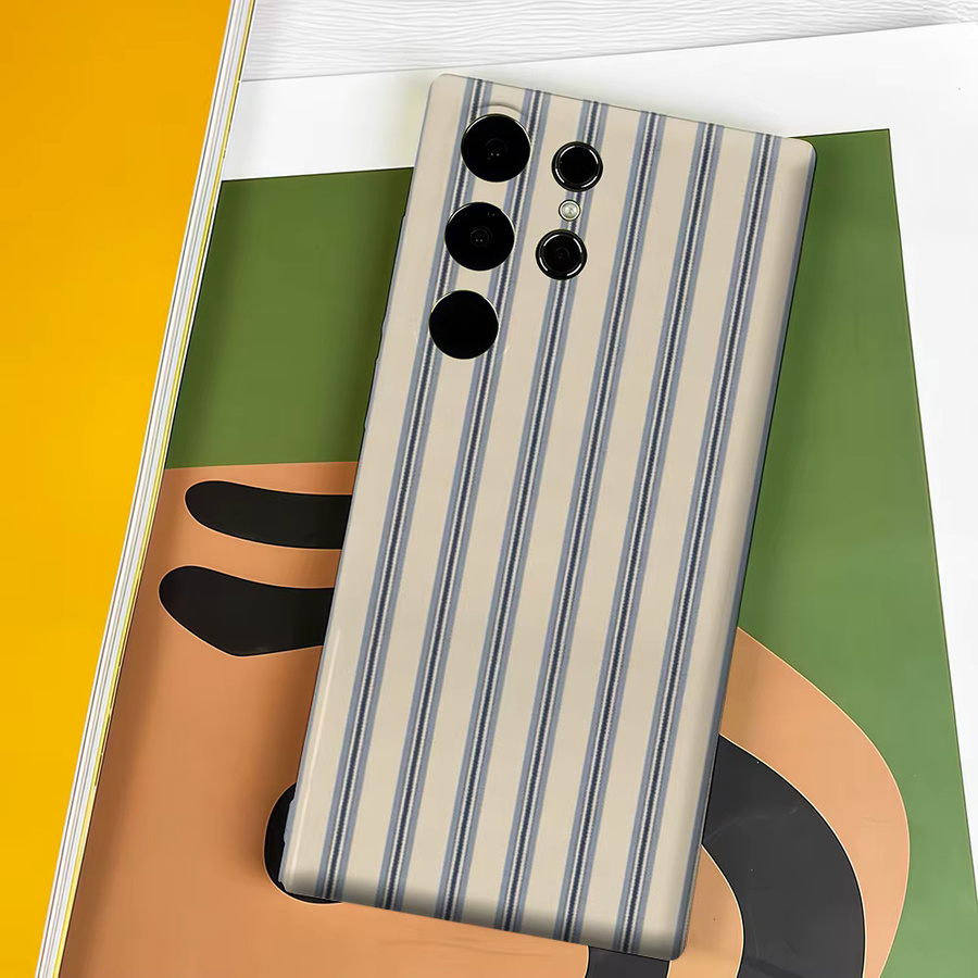 Stoßfeste Doppelschicht Handyhülle für Samsung Galaxy S26 S25 S24 S23 Ultra Plus in Marineblau Gestreift - Bild 4