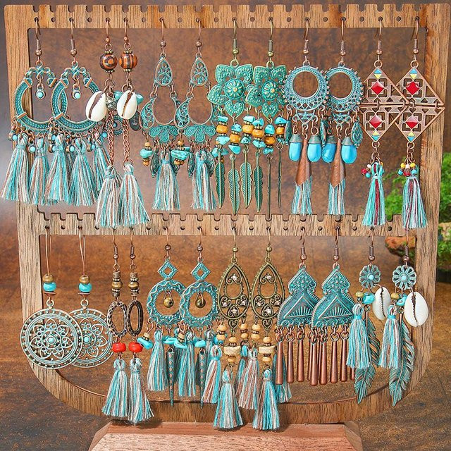 Lucky Star Jewelry Hängeohrringe, Messing, Bunt, Damen, Vintage - Bild 1