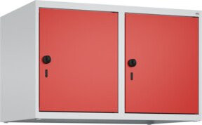C+P Aufsatzschrank 7035/3020 mit Sicherheits-Drehriegel und 2 Abteilen, B/T/H: 50 x 80 x 50 cm, Lichtgrau/Verkehrsrot - Bild 1