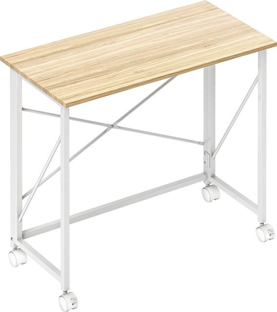 HOMCOM Klappbarer Schreibtisch mit Rollen für das Home Office, Natur, Breite: 80 cm - Bild 1