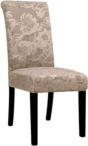 LEVIVEI Stuhlhussen aus Samt in Beige, schmutzabweisende Jacquard-Stretch-Hussen für Esszimmer und Küche - Bild 1