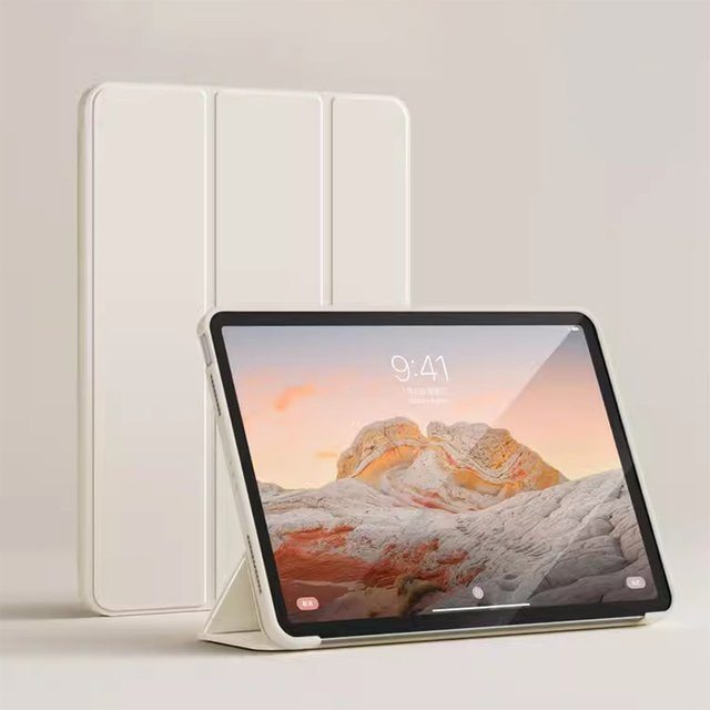 EGYAL Dreifach faltbare PU-Schutzhülle für iPad Pro 11, iPad Air 11 und iPad Mini 6 in Grau oder Weiß - Bild 1