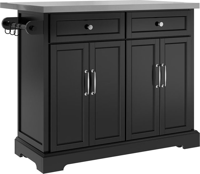 SoBuy Küchenwagen Modern in Schwarz Matt mit 2 Schubladen B: 107 cm, T: 71 cm, H: 92 cm - Bild 1