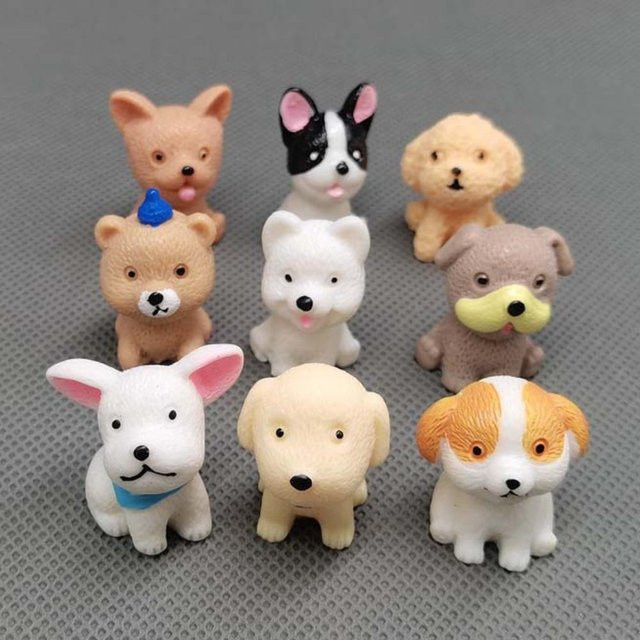 Discover Intime Miniatur-Hunde aus Harz als realistische Tierfiguren zur Dekoration in Multicolor - Bild 1