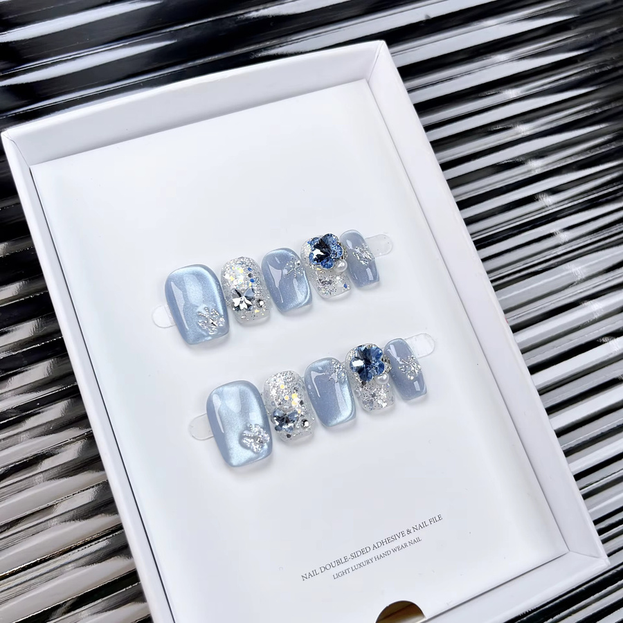 Stylebon Künstliche Nägel, blauer Schmetterling, quadratisch, glänzend, Damen - Bild 2