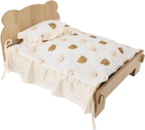 Aimo Haustierbett aus Holz mit Matratze und abnehmbarem Bezug in Weiß im skandinavischen Design für Katzen, Hunde und Kleintiere