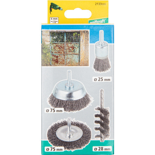 Wolfcraft Drahtbürsten-Set aus Edelstahl in Silber - Bild 1