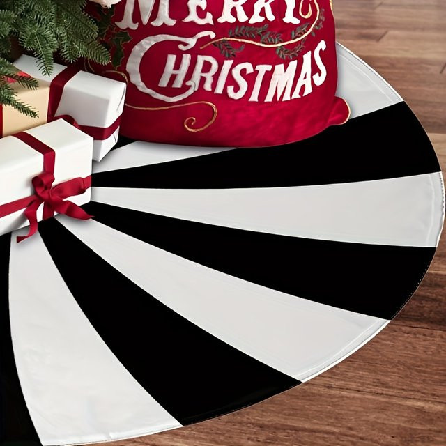VIKAMA Weihnachtsbaum-Kleid in Schwarz-Weiß mit geometrischem Streifenmuster zur festlichen Heimdekoration - Bild 1