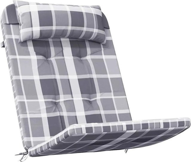 vidaXL Adirondack-Auflagen 2er-Set Grau Karomuster aus wasserabweisendem Oxford-Gewebe - Bild 1