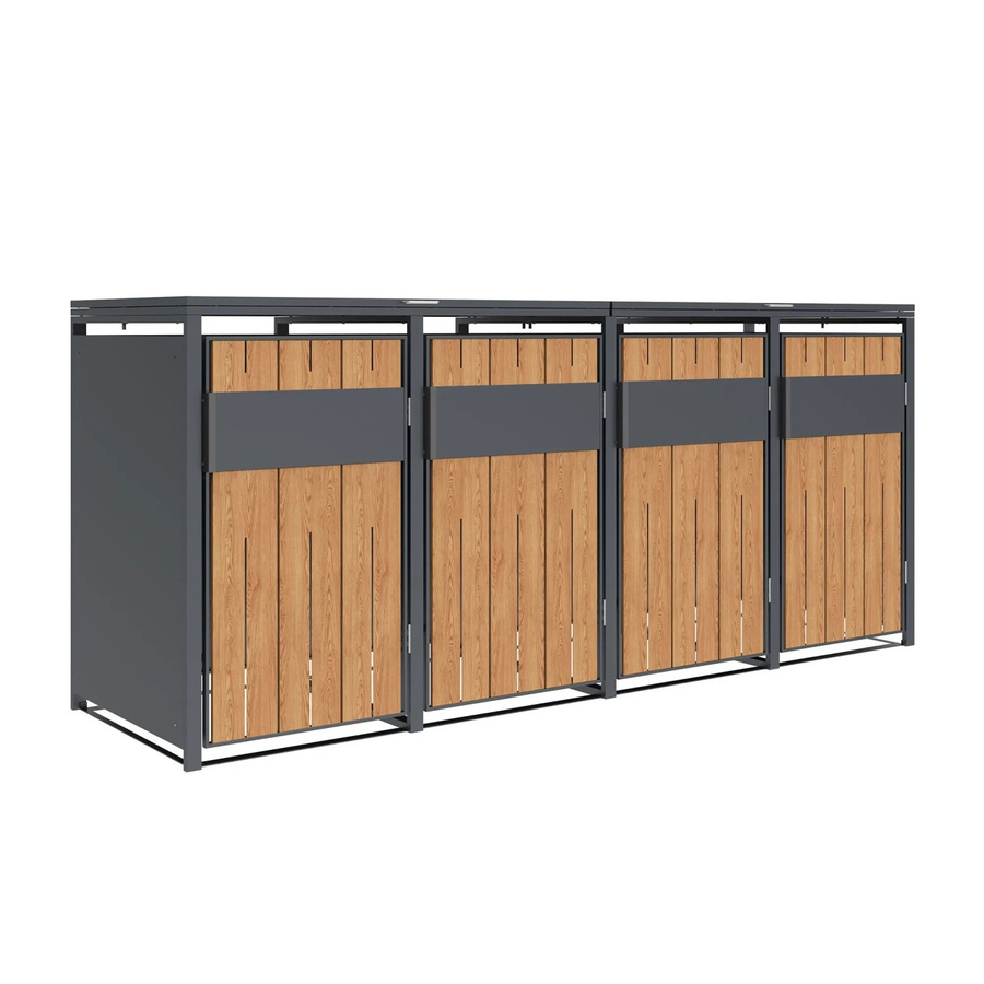Westmann Mülltonnenbox Varius 4 für 4 x 240L in Anthrazit und Holzoptik, B/H/T: 265 x 116 x 80 cm - Bild 2