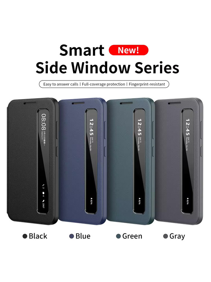 Smart Side Window Flip Ledertasche mit Box für Samsung Galaxy A57 A56 A55 A37 A36 A17 A16 A15 in Grün - Bild 4