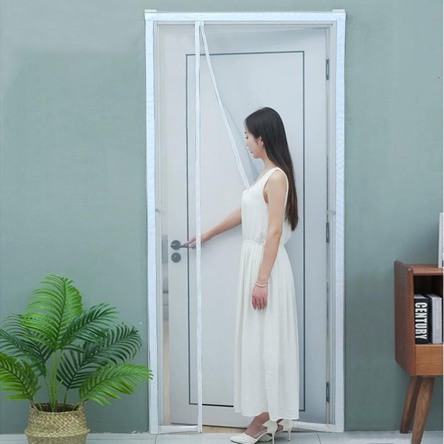 TYMF Magnetisches Moskitonetz für Tür und Fenster in Weiß mit Seitenöffnung, Maßgefertigter Insektenschutz-Vorhang, B: 200 cm, H: 95 cm - Bild 1