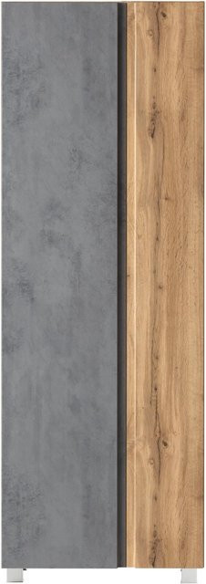 Held Möbel Seitenschrank Ancona in Betongrau-Wotaneiche, B/T/H: 65 x 35 x 180 cm - Bild 1