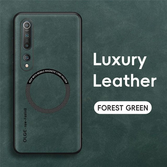 Magnetische Retro-Lederhülle für Xiaomi Mi 10 und Xiaomi Mi 10 Pro 5G in Grün mit kabellosem Laden - Bild 1