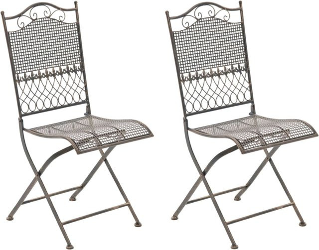 TPFGarden 2er Set Gartenstühle Kirstin aus Metall in Bronze Antik Matt - Bild 1
